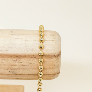 Pulseira bolinha com canudo e pequeno banhada em ouro