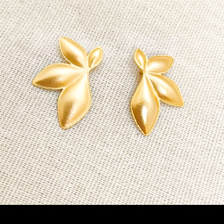 Brinco 4 Folhas Banho de Ouro Acetinado