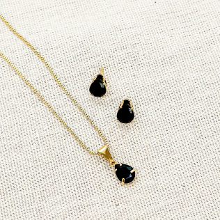 Conjunto Zircônia ônix preta 6mm