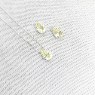 Conjunto gota zircônia calcita prateado