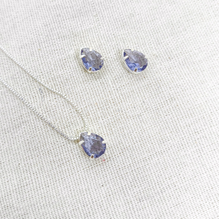 Conjunto Zircônia ametista média prateado