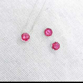 Conjunto ponto de luz Turmalina rosa prateado