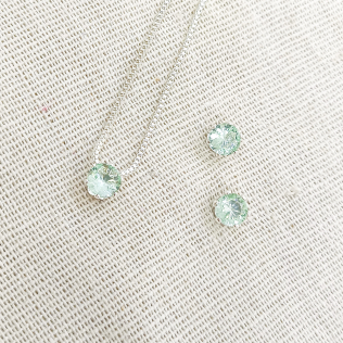 Conjunto ponto de luz Acqua marine prateado