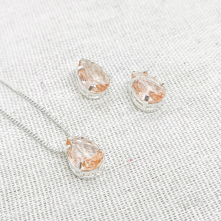 Conjunto gota média light peach prateado