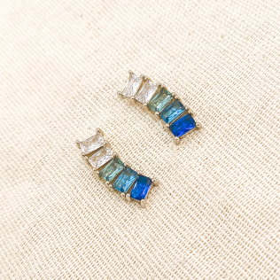 Brinco ear cuff cristais azuis