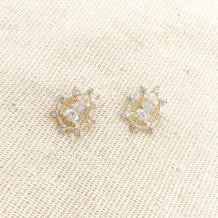 Brinco Prata Gota com Pontos de Cravação  