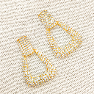 Brinco Maxi quadrado cravejado 