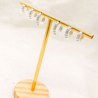 Trio de argolas clicks com riscos de zircônias