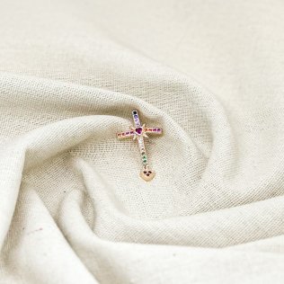 Pingente crucifixo zircônias coloridas