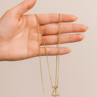 Corrente Dourada Dupla Nossa Senhora Ap. e Espírito Santo 