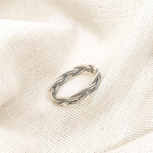 Anel Prata Envelhecida Torcido 