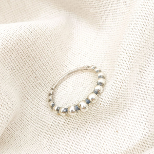 Anel Prata Envelhecida Aro Bolinhas 