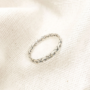 Anel Prata Envelhecida Aro Cadeado 