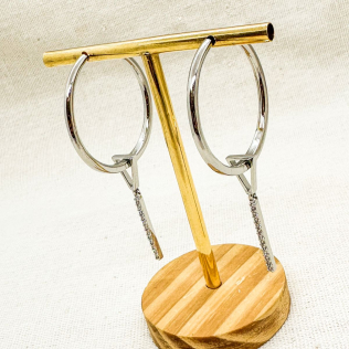 Argola Crick Rodinada Esfera com Pendulo Cravejado 