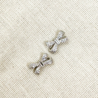 Brinco Ródio Laço Cravejado 