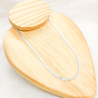 Corrente prata fita 3 fios trançados 