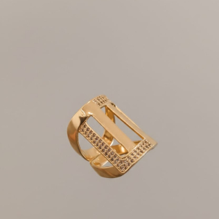 Anel Geométrico Vazado Cravejado 