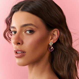 Brinco cristal acqua e lavanda