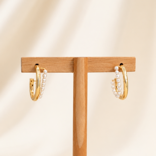 Argola dupla mini pérolas