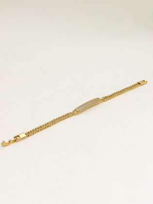 Pulseira grumet  com placa cravejada
